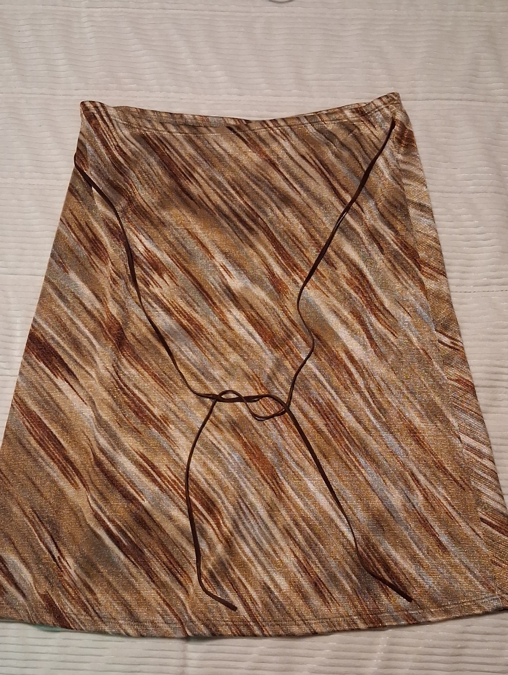 Wet Seal Brown and Gold Striped Metallic Skirt